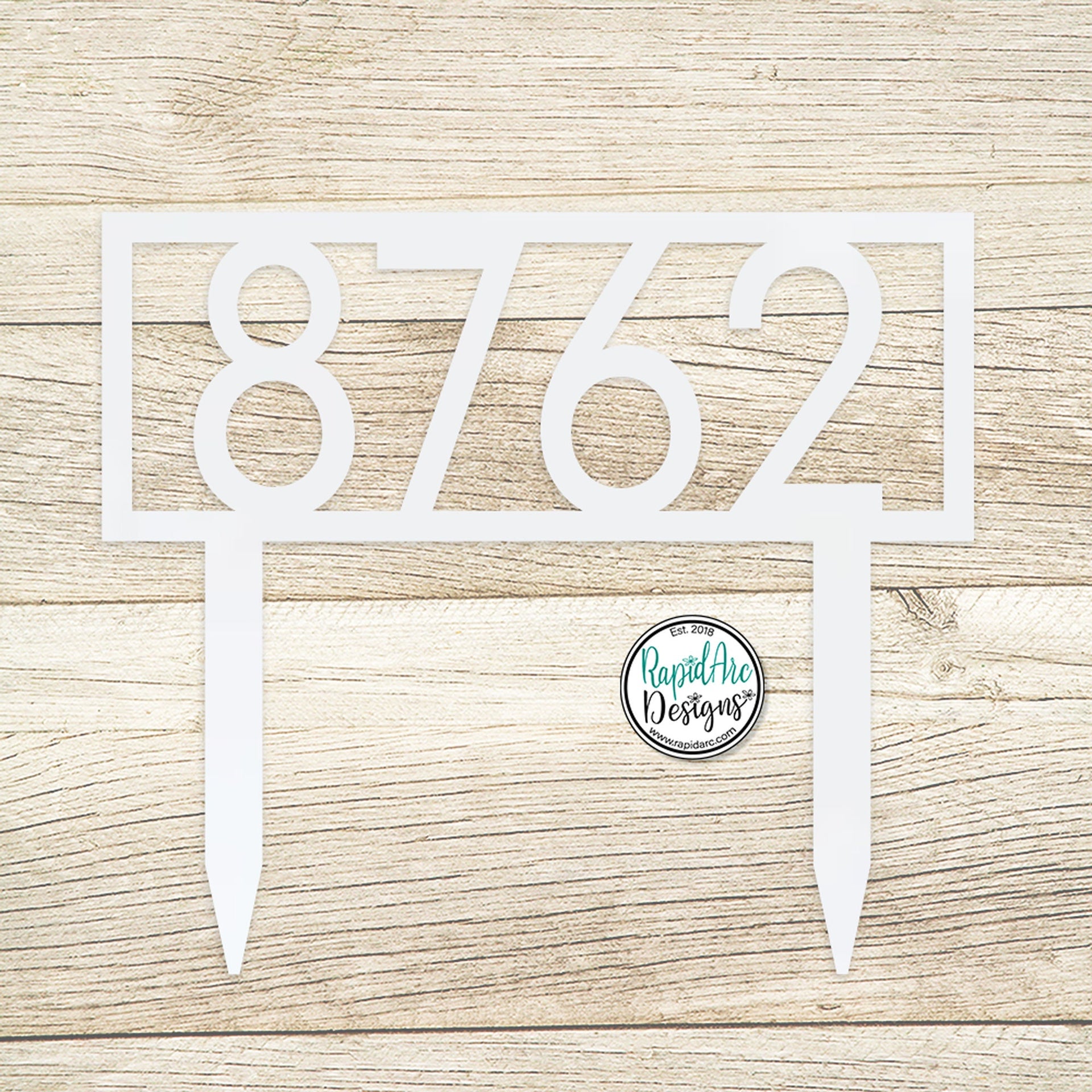 Modern Metal House Number Sign with Stakes | Modern Deco Font Address Sign | Elegant Front Yard Decor