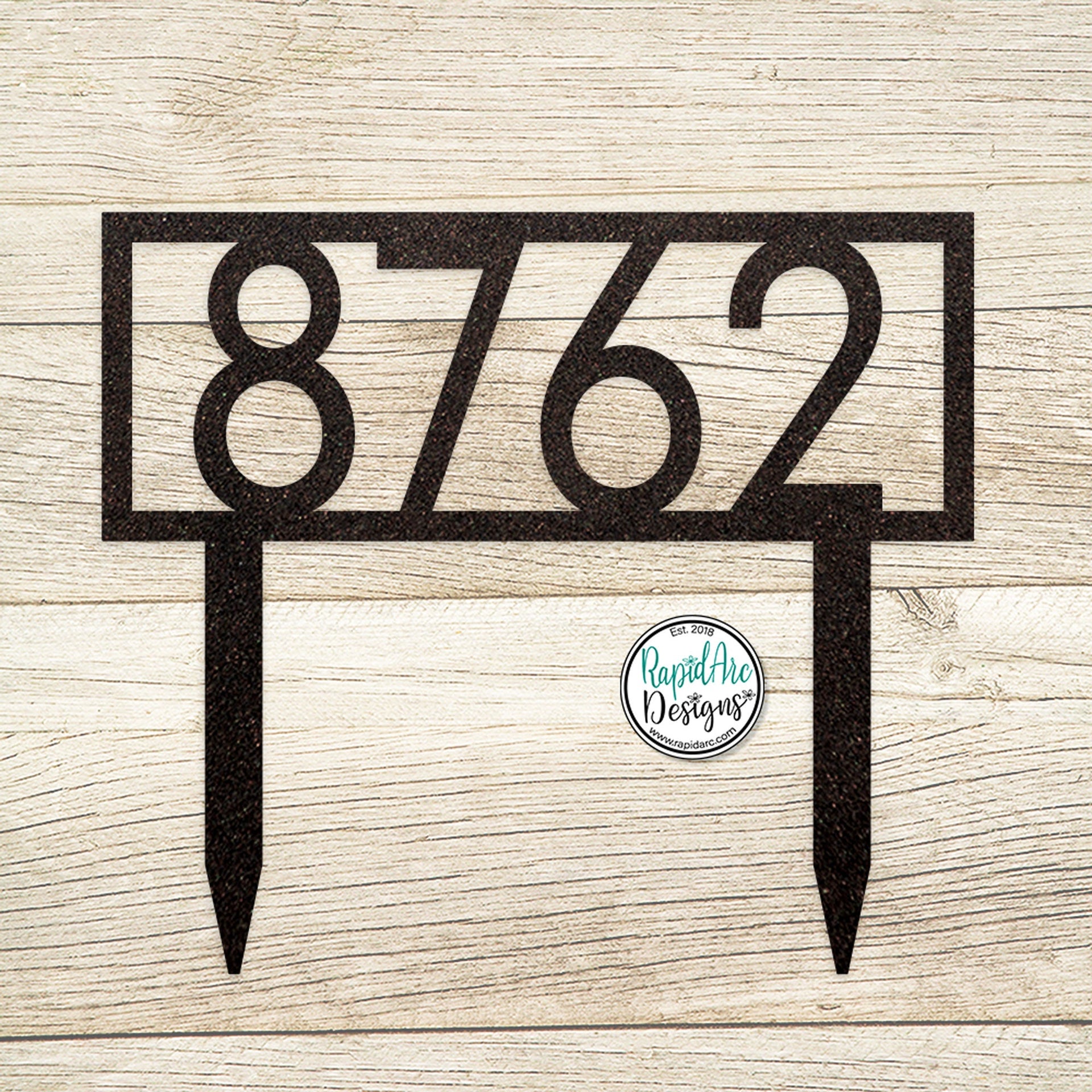 Modern Metal House Number Sign with Stakes | Modern Deco Font Address Sign | Elegant Front Yard Decor