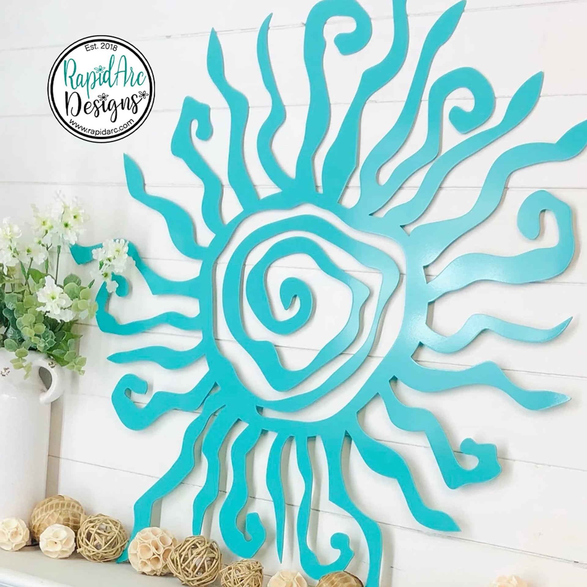 Metal Sun Wall Art | Whimsical Spiral Sun, Garden & Patio Decor