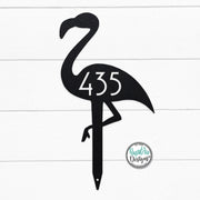 Mid Century Modern Flamingo Address Sign | Metal Lawn Stake