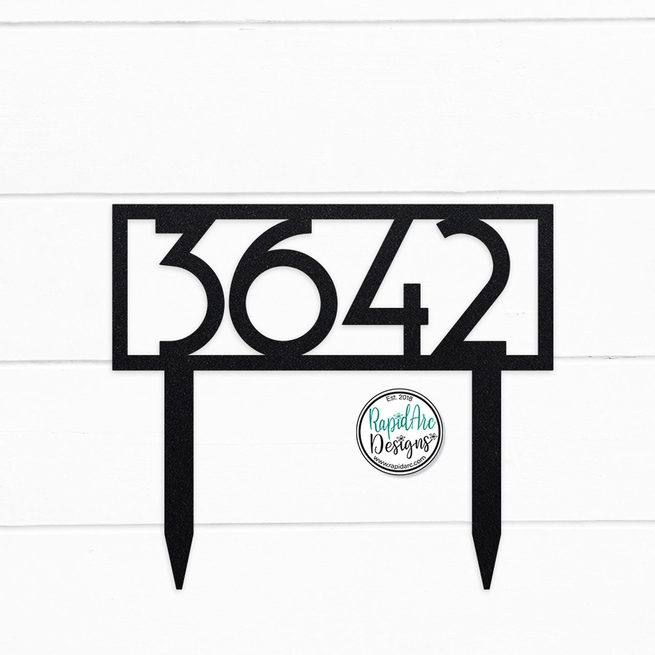 Mid Century Modern Metal House Number Sign with Stakes | Address Sign | Elegant Front Yard Decor | Gift for Home