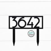 Mid Century Modern Metal House Number Sign with Stakes | Address Sign | Elegant Front Yard Decor | Gift for Home