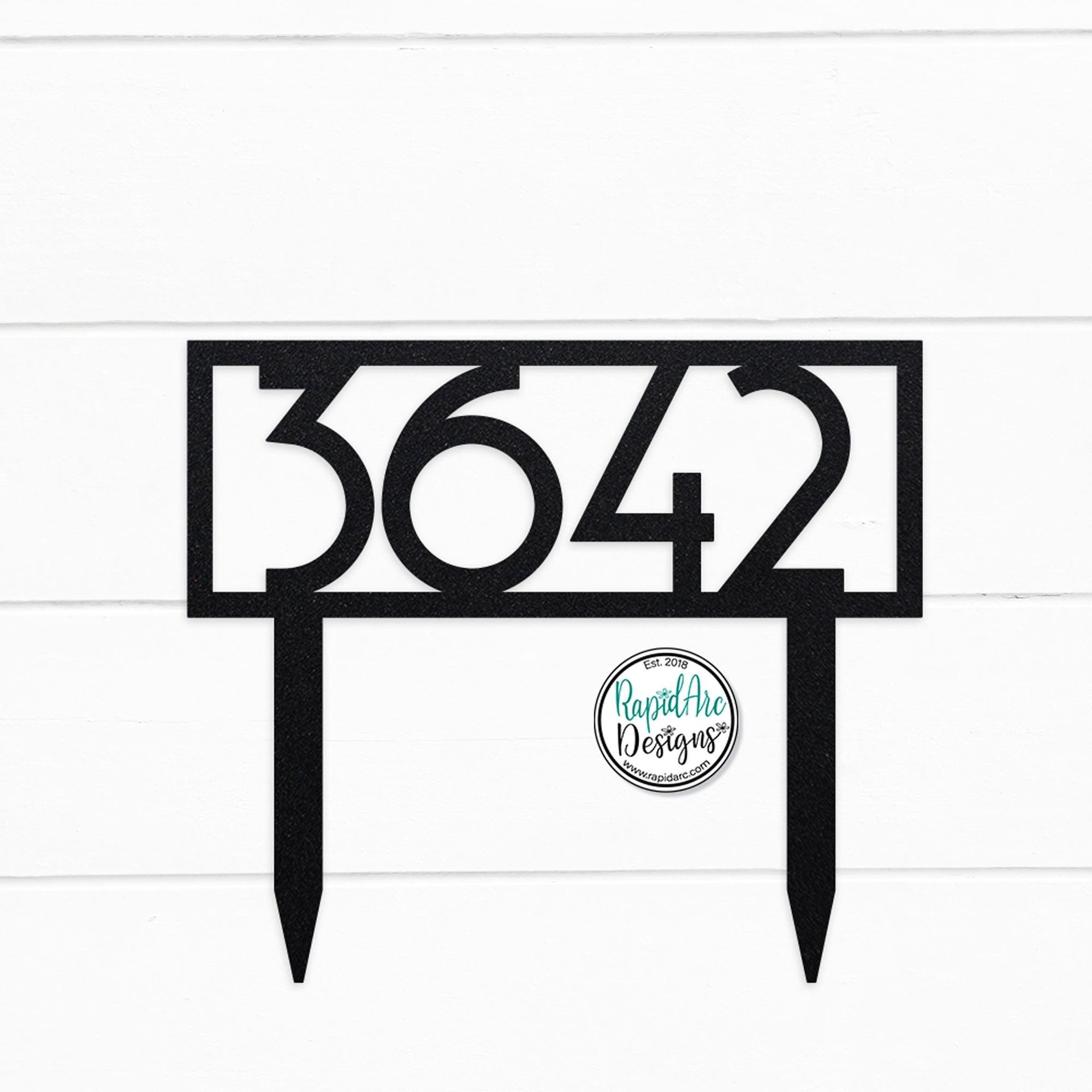 Mid Century Modern Metal House Number Sign with Stakes | Address Sign | Elegant Front Yard Decor | Gift for Home