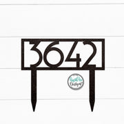 Mid Century Modern Metal House Number Sign with Stakes | Address Sign | Elegant Front Yard Decor | Gift for Home
