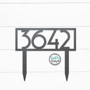 Mid Century Modern Metal House Number Sign with Stakes | Address Sign | Elegant Front Yard Decor | Gift for Home