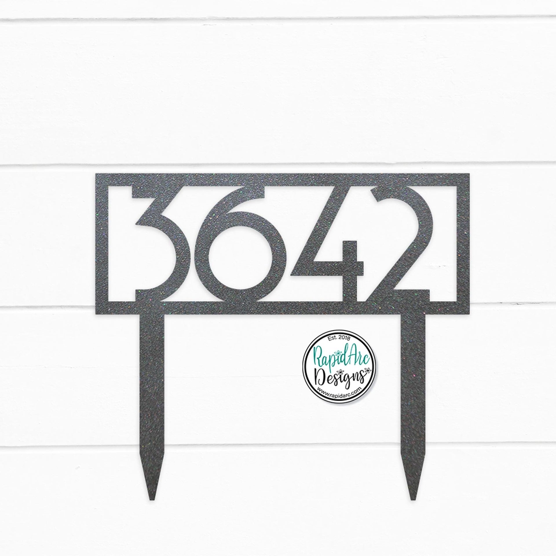 Mid Century Modern Metal House Number Sign with Stakes | Address Sign | Elegant Front Yard Decor | Gift for Home
