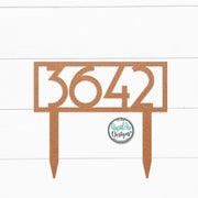 Mid Century Modern Metal House Number Sign with Stakes | Address Sign | Elegant Front Yard Decor | Gift for Home