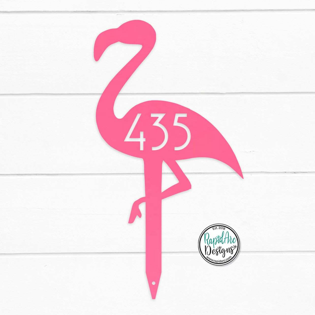 Mid Century Modern Flamingo Address Sign | Metal Lawn Stake