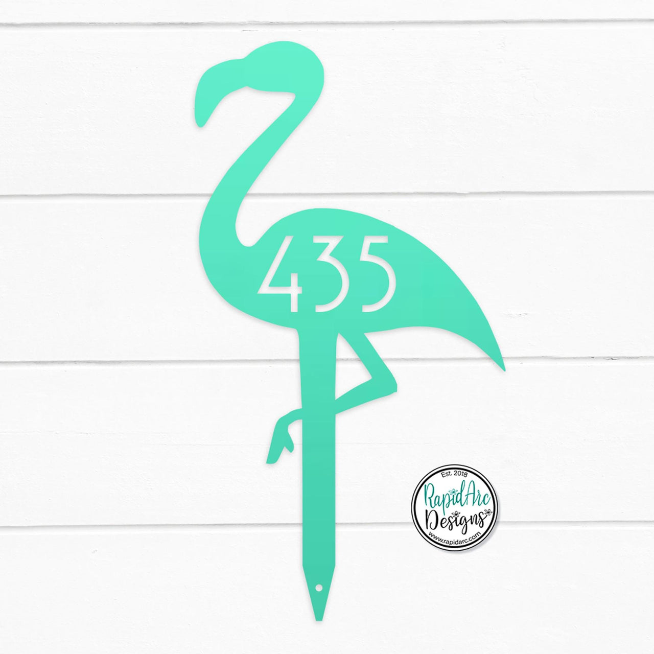 Mid Century Modern Flamingo Address Sign | Metal Lawn Stake