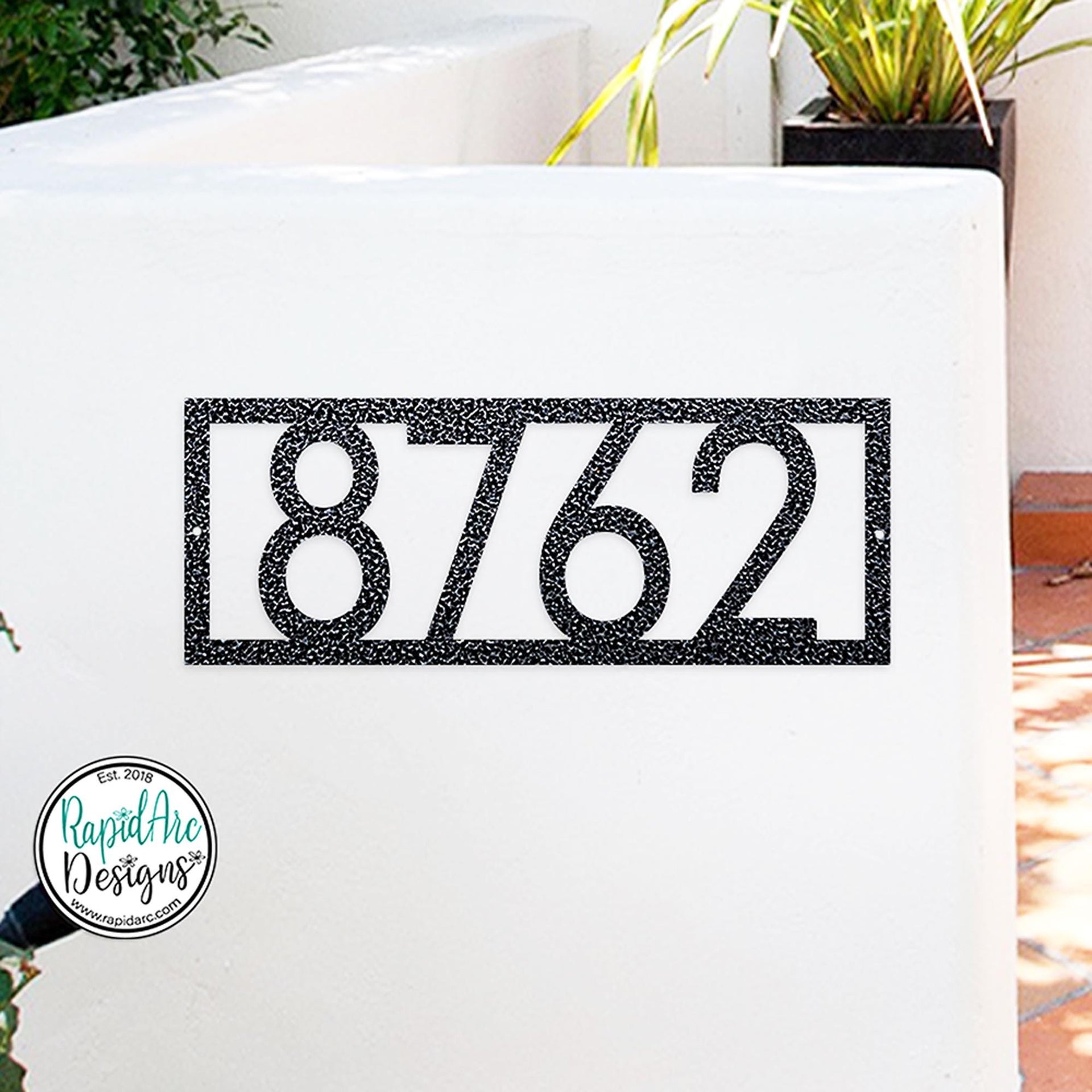 Framed Metal Address Sign | Modern Deco House Numbers