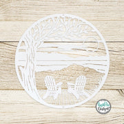 LAKESIDE Dock & Chairs Scene | Metal Outdoor Wall Art | Camper RV Decor | River or Lake House Decor | Custom Metal Sign | Housewarming Gift