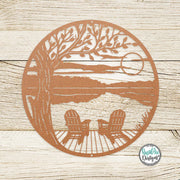 LAKESIDE Dock & Chairs Scene | Metal Outdoor Wall Art | Camper RV Decor | River or Lake House Decor | Custom Metal Sign | Housewarming Gift