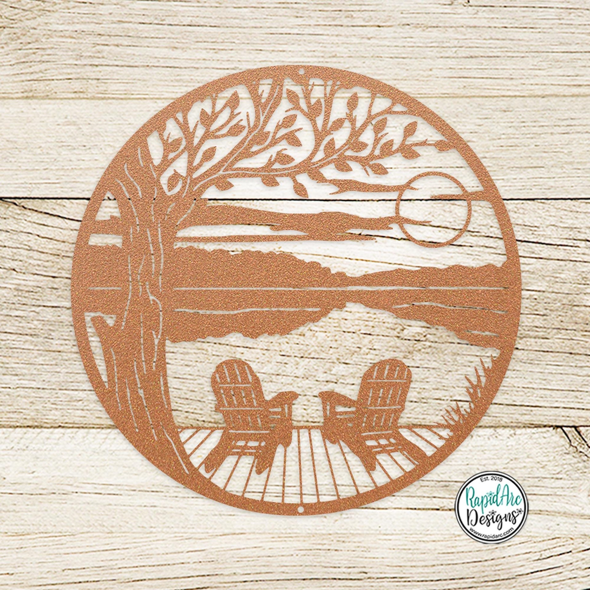 LAKESIDE Dock & Chairs Scene | Metal Outdoor Wall Art | Camper RV Decor | River or Lake House Decor | Custom Metal Sign | Housewarming Gift