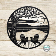 LAKESIDE Dock & Chairs Scene | Metal Outdoor Wall Art | Camper RV Decor | River or Lake House Decor | Custom Metal Sign | Housewarming Gift