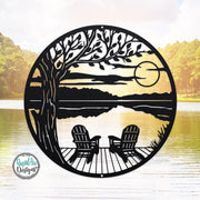 LAKESIDE Dock & Chairs Scene | Metal Outdoor Wall Art | Camper RV Decor | River or Lake House Decor | Custom Metal Sign | Housewarming Gift