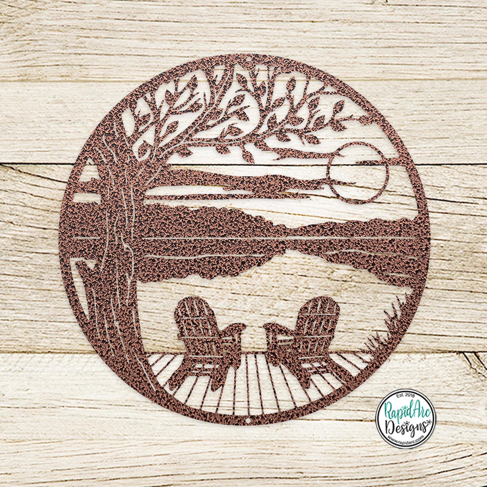 LAKESIDE Dock & Chairs Scene | Metal Outdoor Wall Art | Camper RV Decor | River or Lake House Decor | Custom Metal Sign | Housewarming Gift