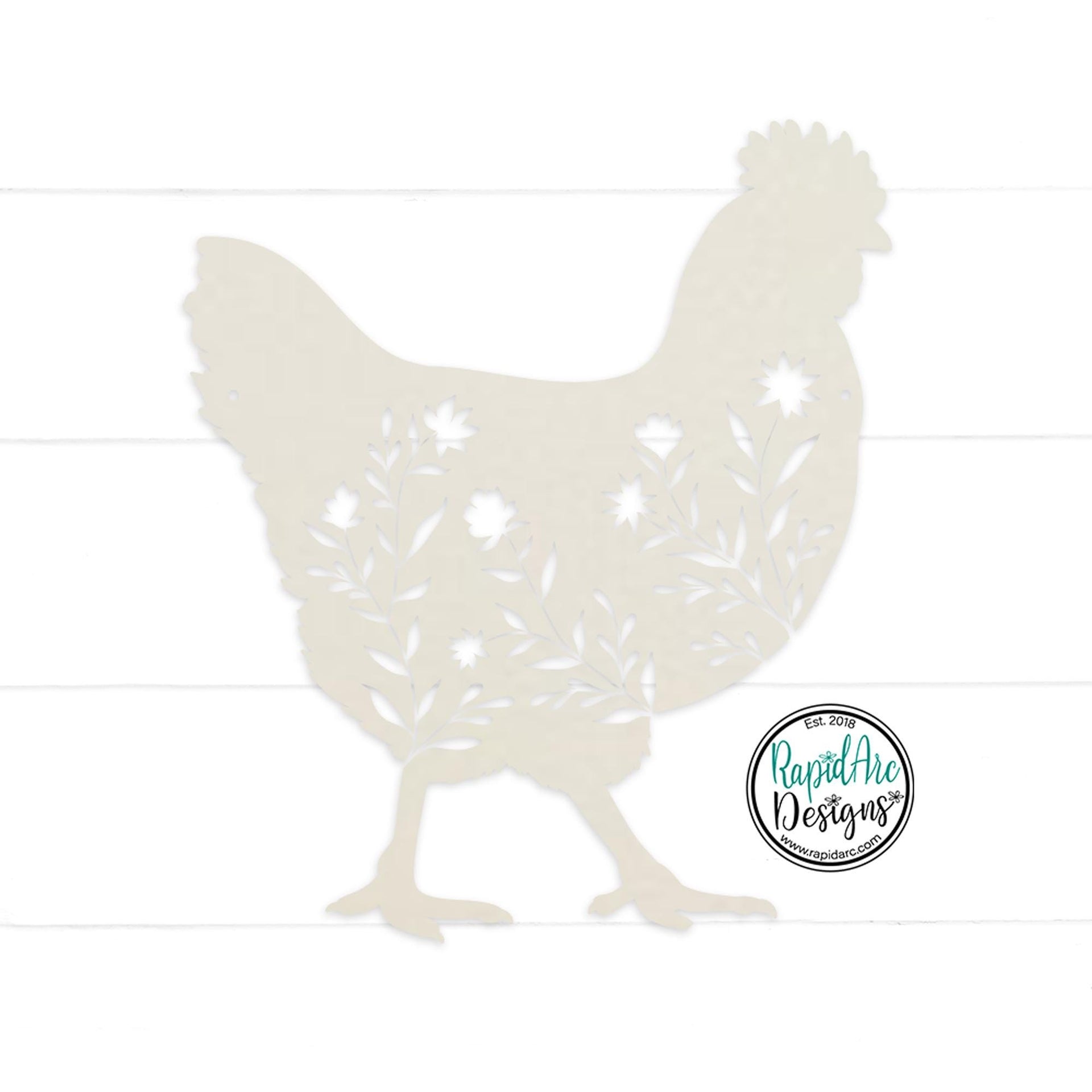 Floral Chicken Metal Wall Art | 14 Gauge Steel Farmhouse Decor