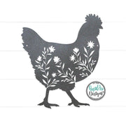 Floral Chicken Metal Wall Art | 14 Gauge Steel Farmhouse Decor