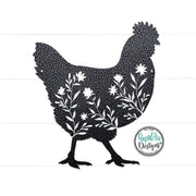 Floral Chicken Metal Wall Art | 14 Gauge Steel Farmhouse Decor