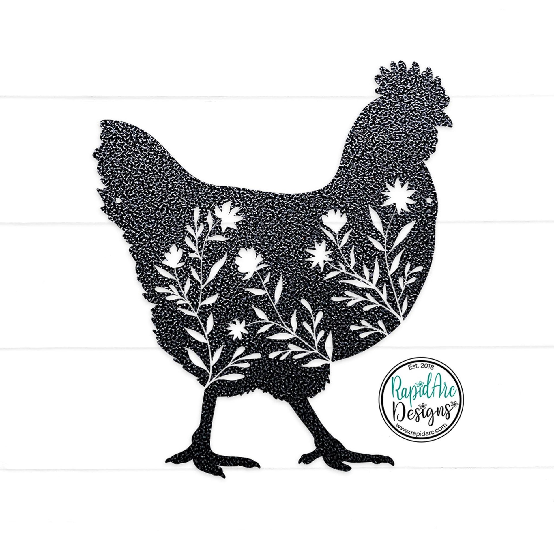 Floral Chicken Metal Wall Art | 14 Gauge Steel Farmhouse Decor