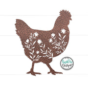 Floral Chicken Metal Wall Art | 14 Gauge Steel Farmhouse Decor