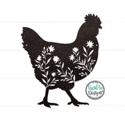 Floral Chicken Metal Wall Art | 14 Gauge Steel Farmhouse Decor