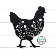 Floral Chicken Metal Wall Art | 14 Gauge Steel Farmhouse Decor