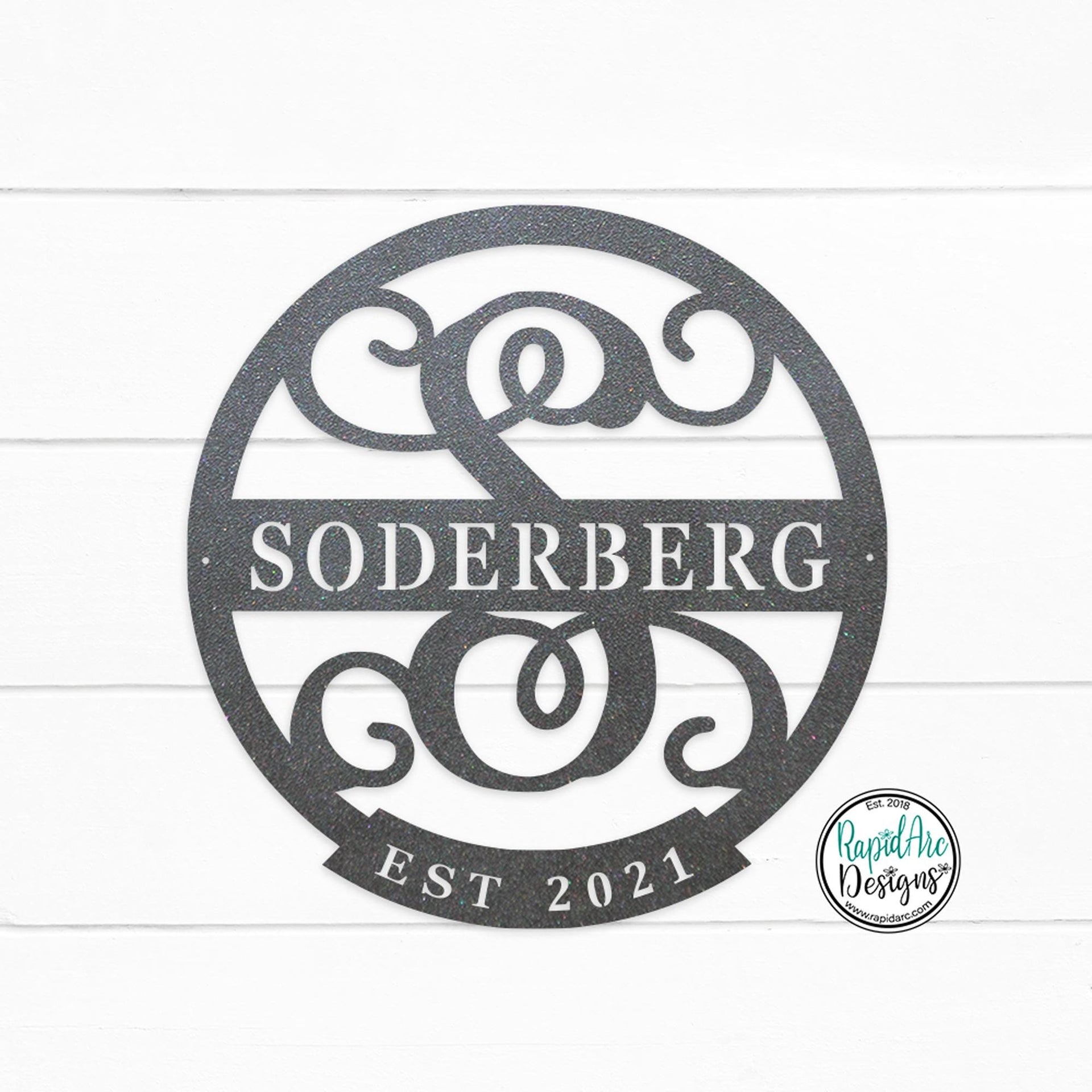 ESTABLISHED Monogram Letter Sign | Personalized Last Name Sign | Metal Wall Decor | Round Monogram Sign | Custom Family Name Sign