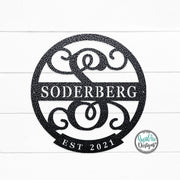 ESTABLISHED Monogram Letter Sign | Personalized Last Name Sign | Metal Wall Decor | Round Monogram Sign | Custom Family Name Sign