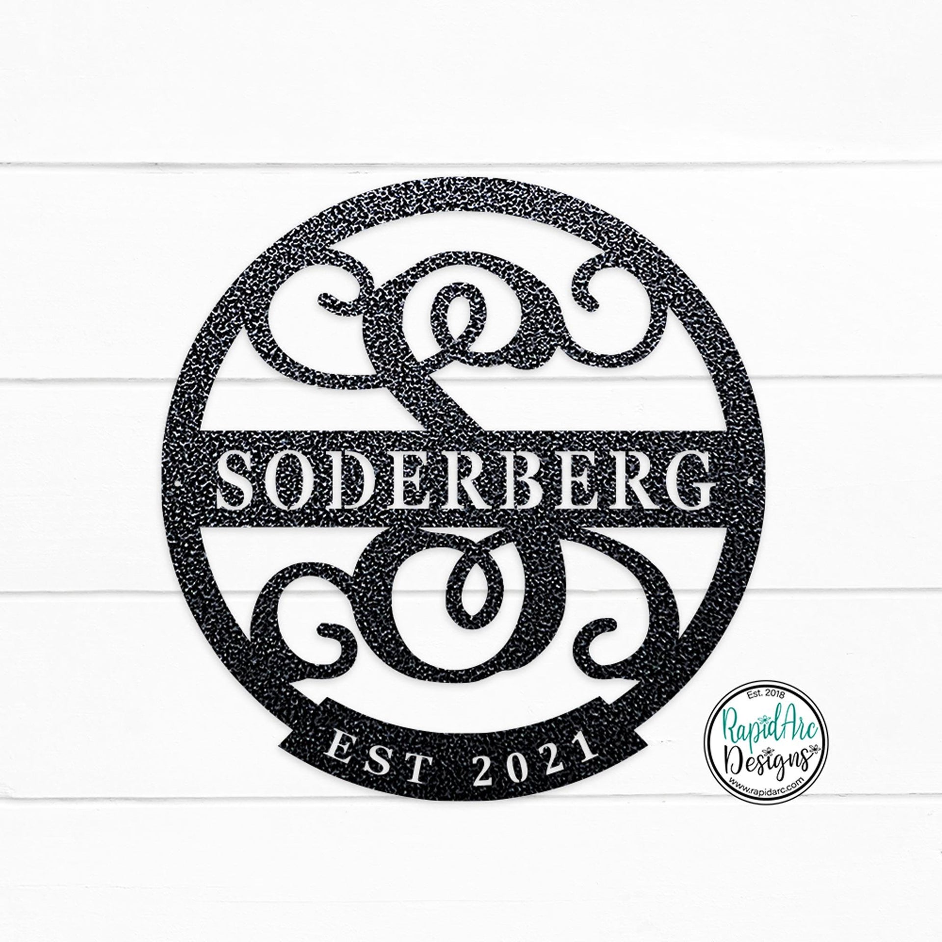 ESTABLISHED Monogram Letter Sign | Personalized Last Name Sign | Metal Wall Decor | Round Monogram Sign | Custom Family Name Sign