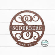 ESTABLISHED Monogram Letter Sign | Personalized Last Name Sign | Metal Wall Decor | Round Monogram Sign | Custom Family Name Sign