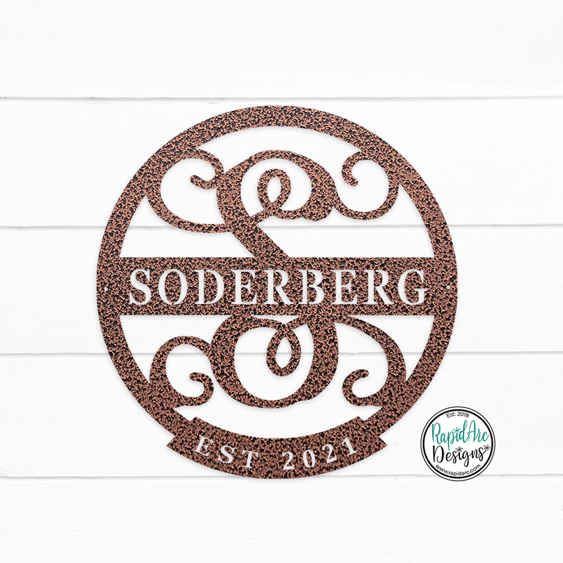 ESTABLISHED Monogram Letter Sign | Personalized Last Name Sign | Metal Wall Decor | Round Monogram Sign | Custom Family Name Sign