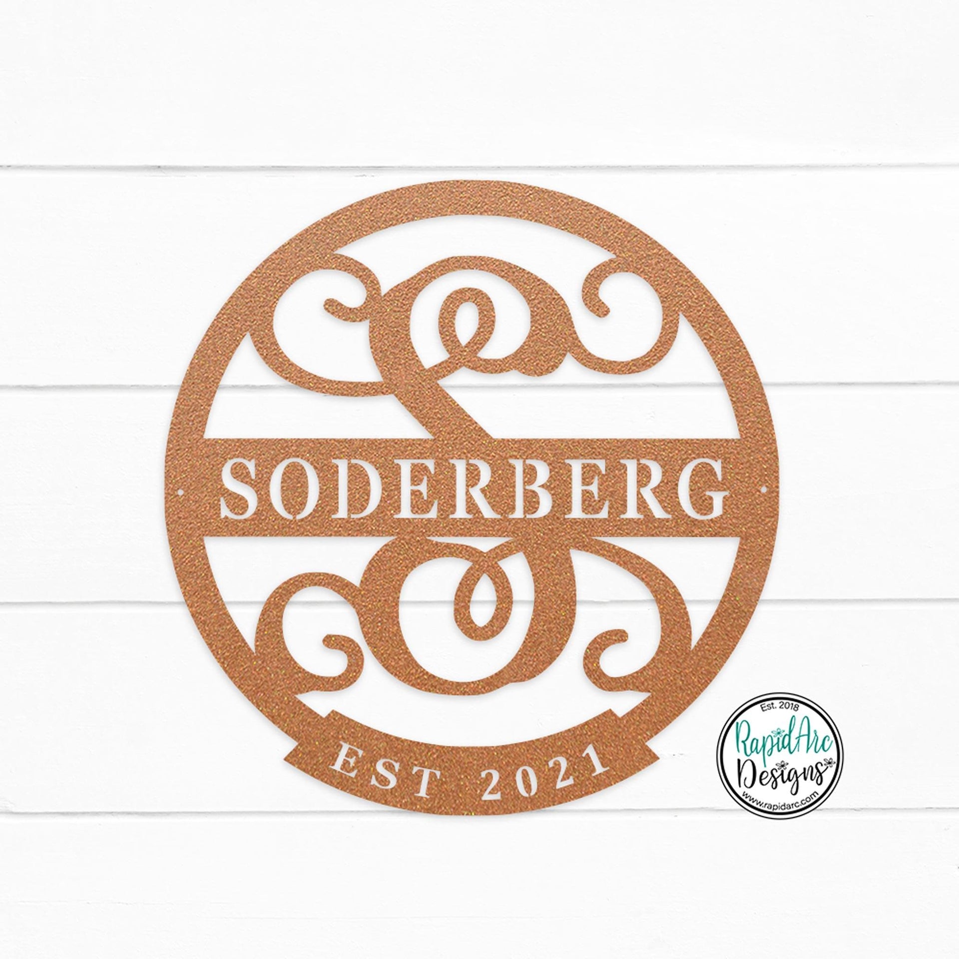 ESTABLISHED Monogram Letter Sign | Personalized Last Name Sign | Metal Wall Decor | Round Monogram Sign | Custom Family Name Sign
