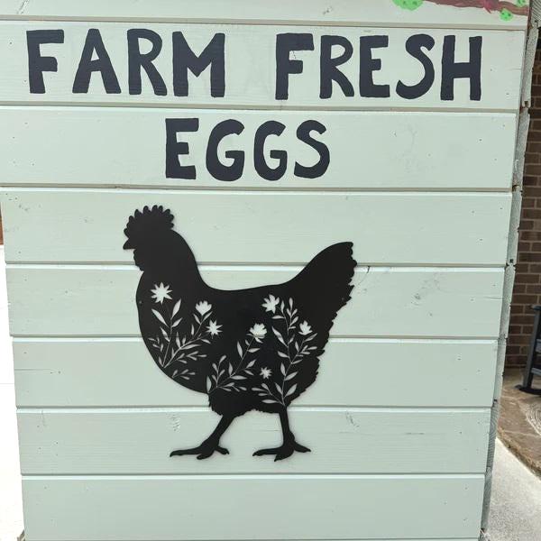 Floral Chicken Metal Wall Art | 14 Gauge Steel Farmhouse Decor