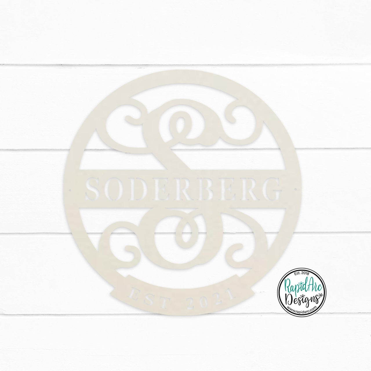 ESTABLISHED Monogram Letter Sign | Personalized Last Name Sign | Metal Wall Decor | Round Monogram Sign | Custom Family Name Sign