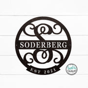 ESTABLISHED Monogram Letter Sign | Personalized Last Name Sign | Metal Wall Decor | Round Monogram Sign | Custom Family Name Sign