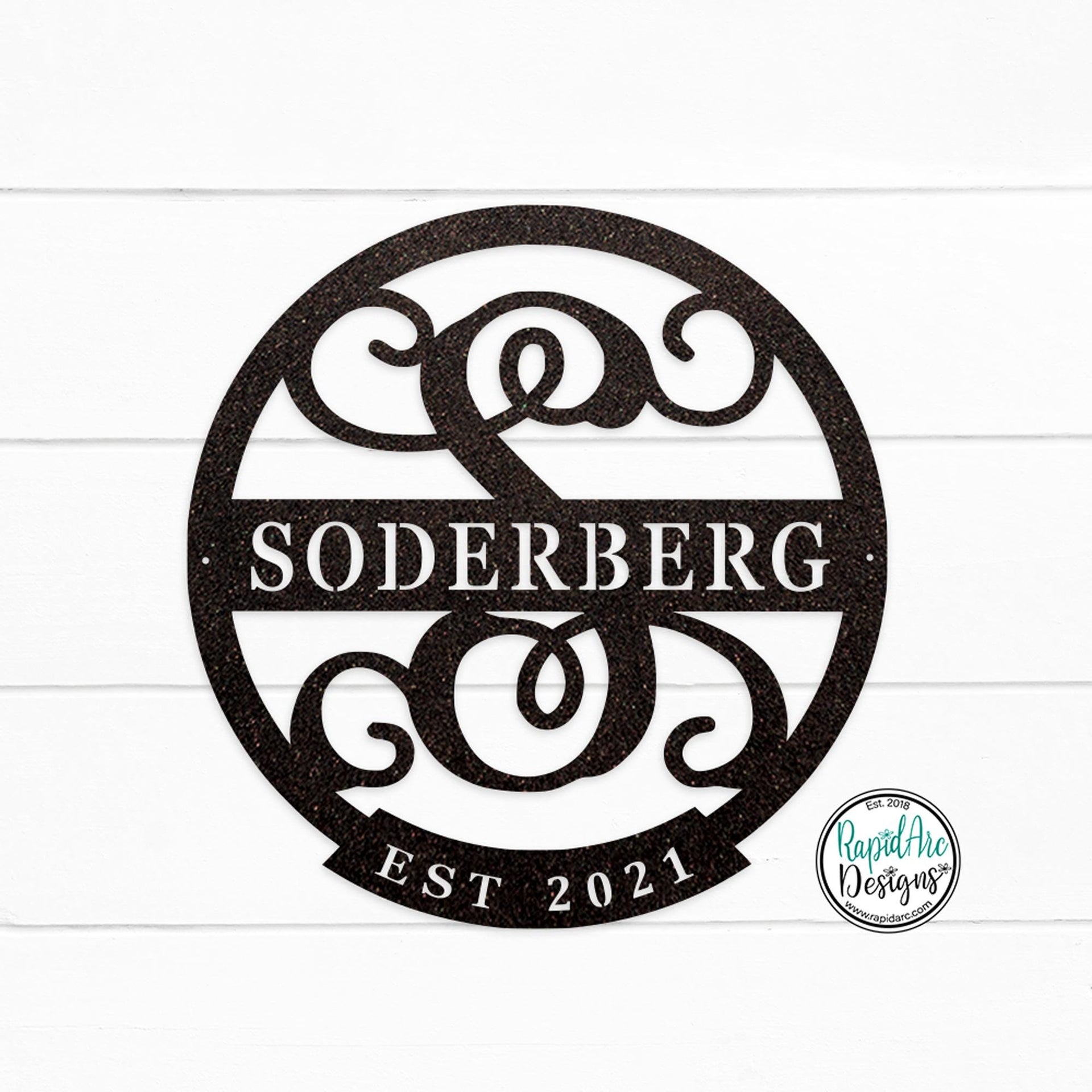 ESTABLISHED Monogram Letter Sign | Personalized Last Name Sign | Metal Wall Decor | Round Monogram Sign | Custom Family Name Sign