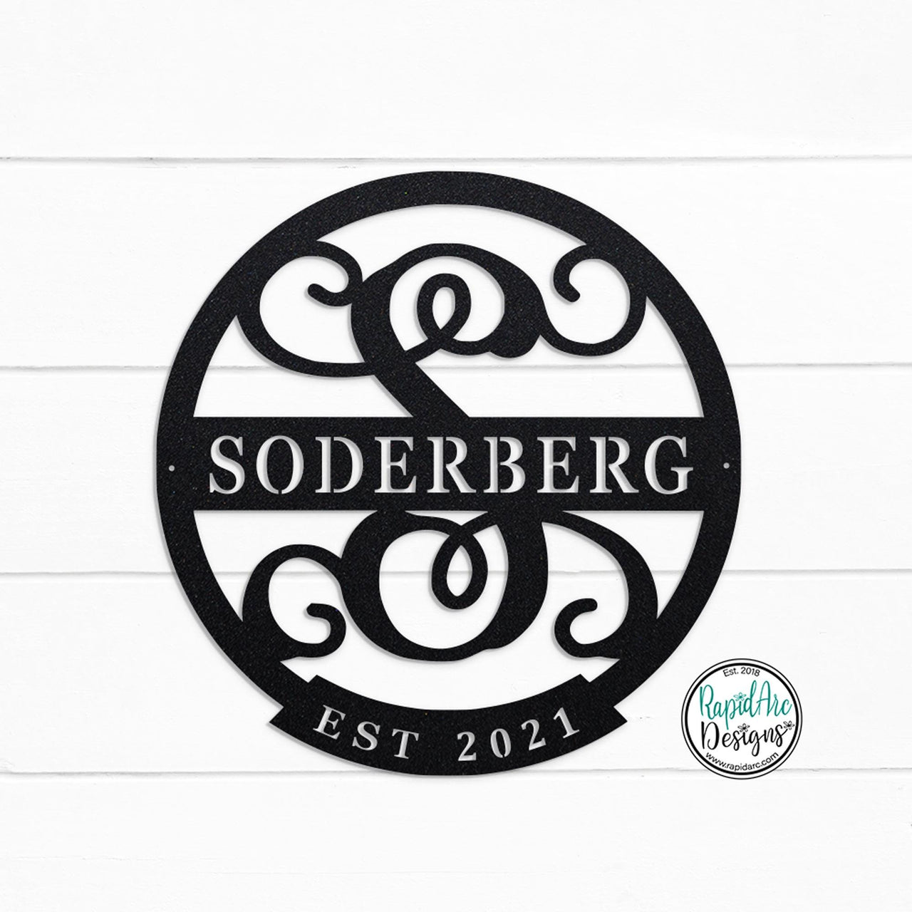 ESTABLISHED Monogram Letter Sign | Personalized Last Name Sign | Metal Wall Decor | Round Monogram Sign | Custom Family Name Sign