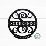 ESTABLISHED Monogram Letter Sign | Personalized Last Name Sign | Metal Wall Decor | Round Monogram Sign | Custom Family Name Sign