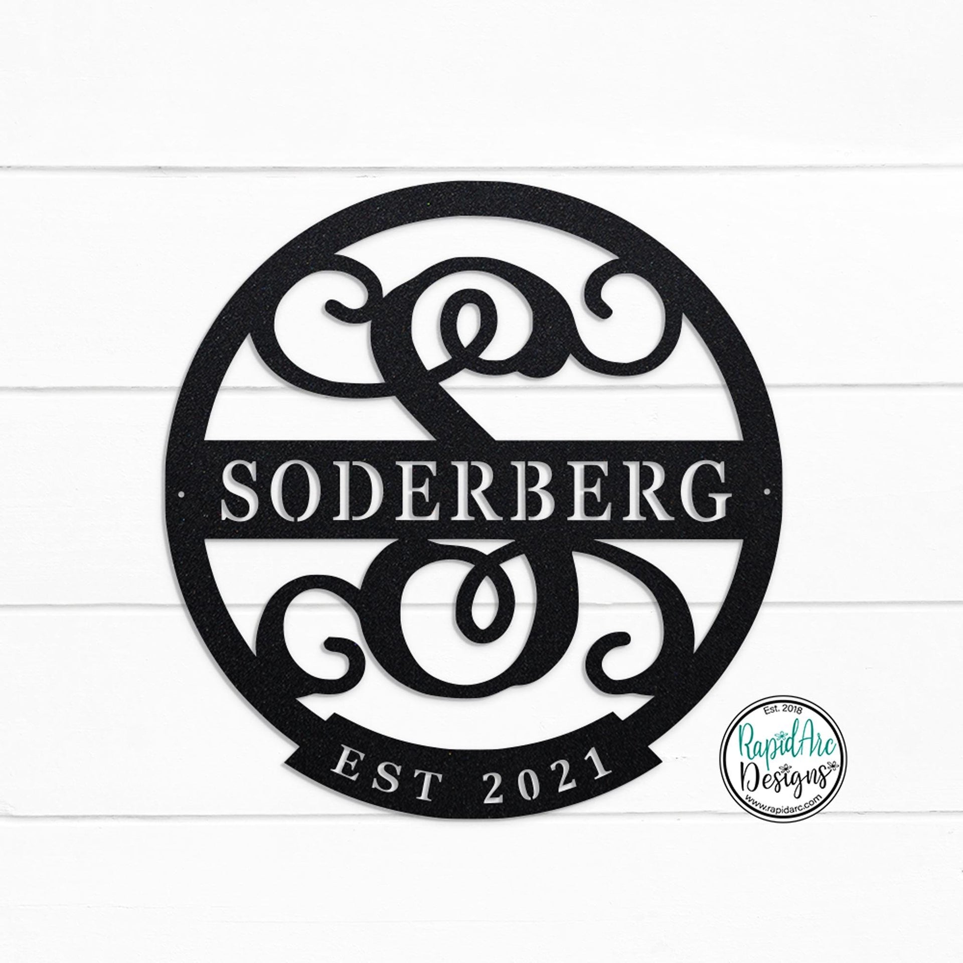 ESTABLISHED Monogram Letter Sign | Personalized Last Name Sign | Metal Wall Decor | Round Monogram Sign | Custom Family Name Sign