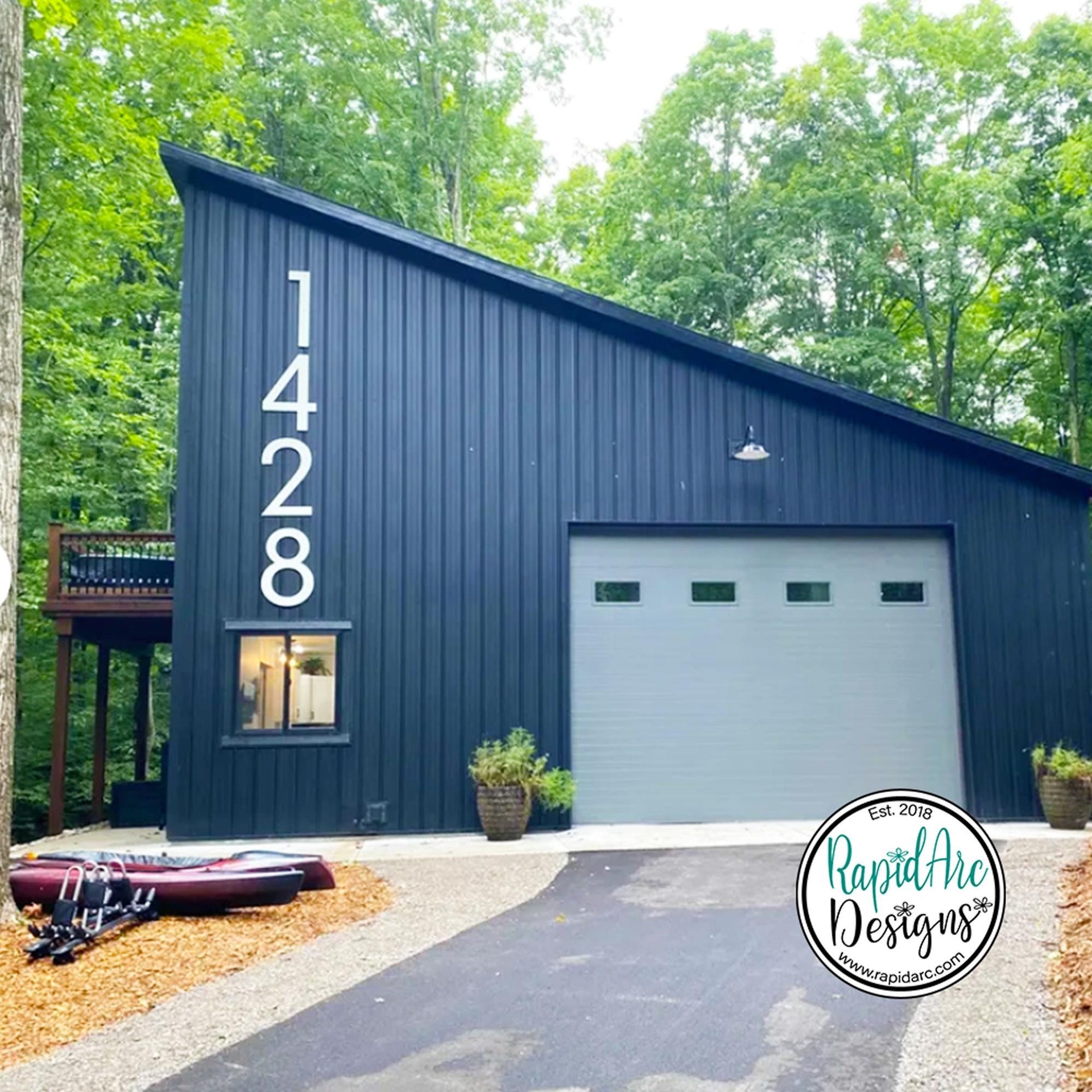 Large Modern Metal Address Numbers | Deco Font, Powder Coated Steel