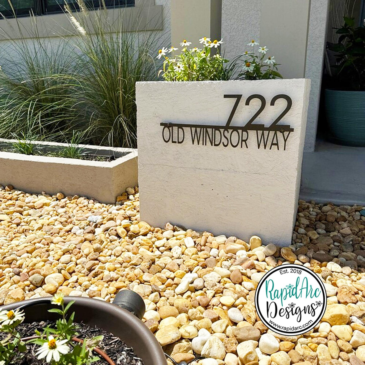 Modern Deco Metal House Number Sign