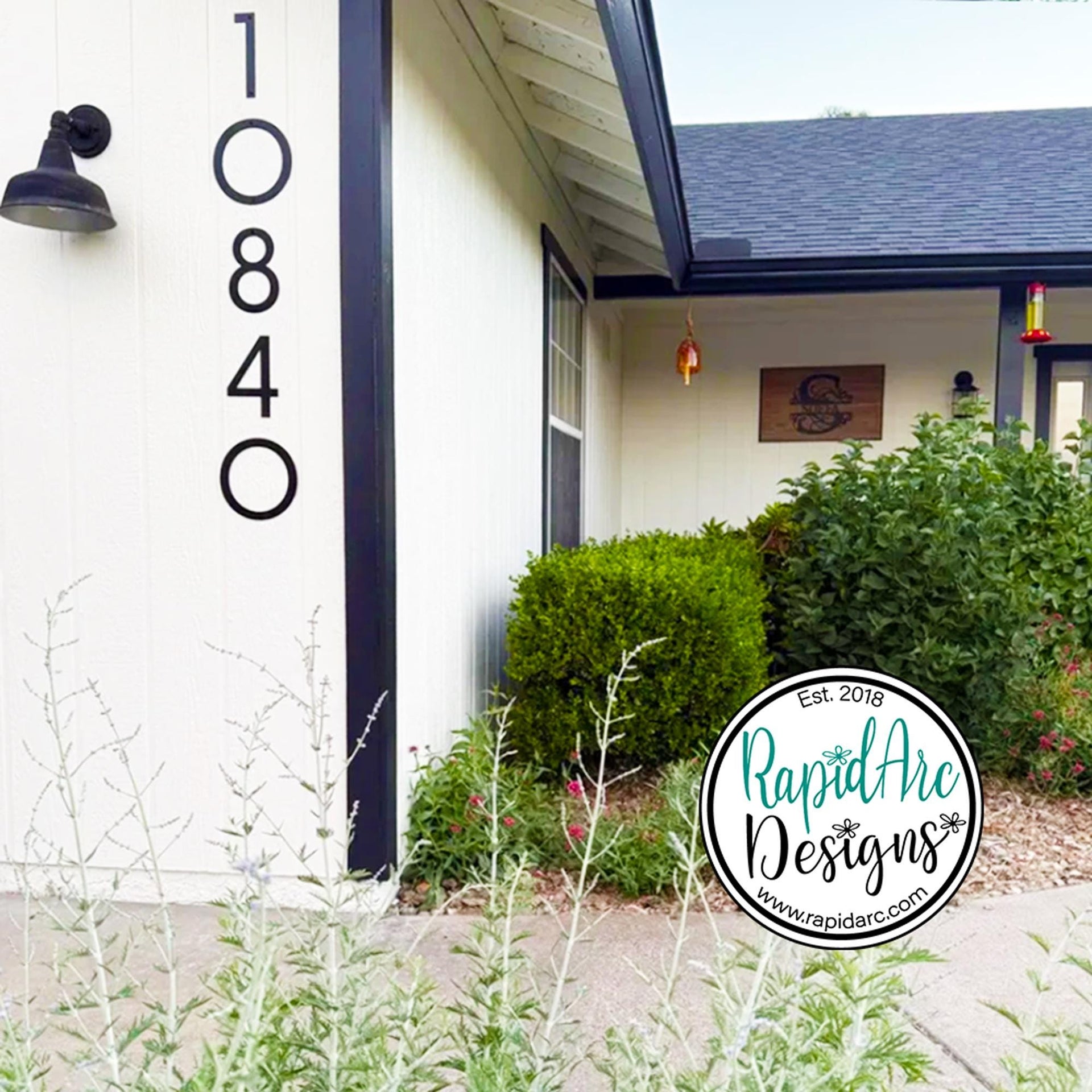 Large Modern Metal Address Numbers | Deco Font, Powder Coated Steel