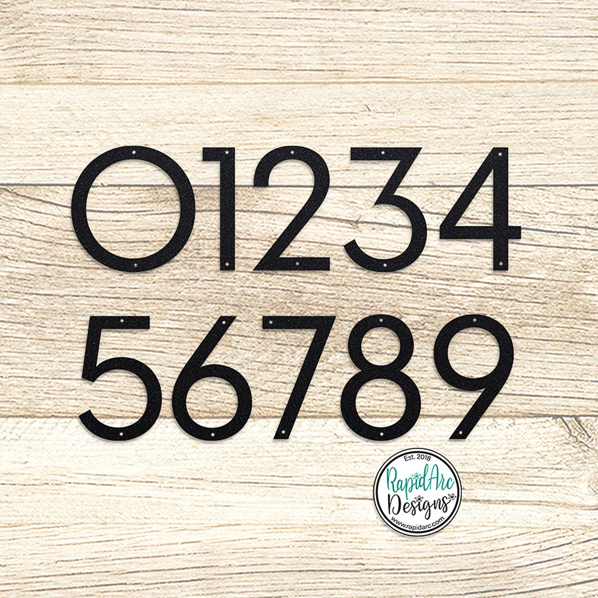 Large Modern Metal Address Numbers | Deco Font, Powder Coated Steel