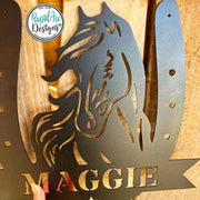 Custom Horse Name Sign: Metal Horseshoe Monogram, Western Farm Decor