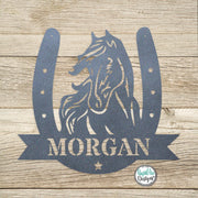 Custom Horse Name Sign: Metal Horseshoe Monogram, Western Farm Decor