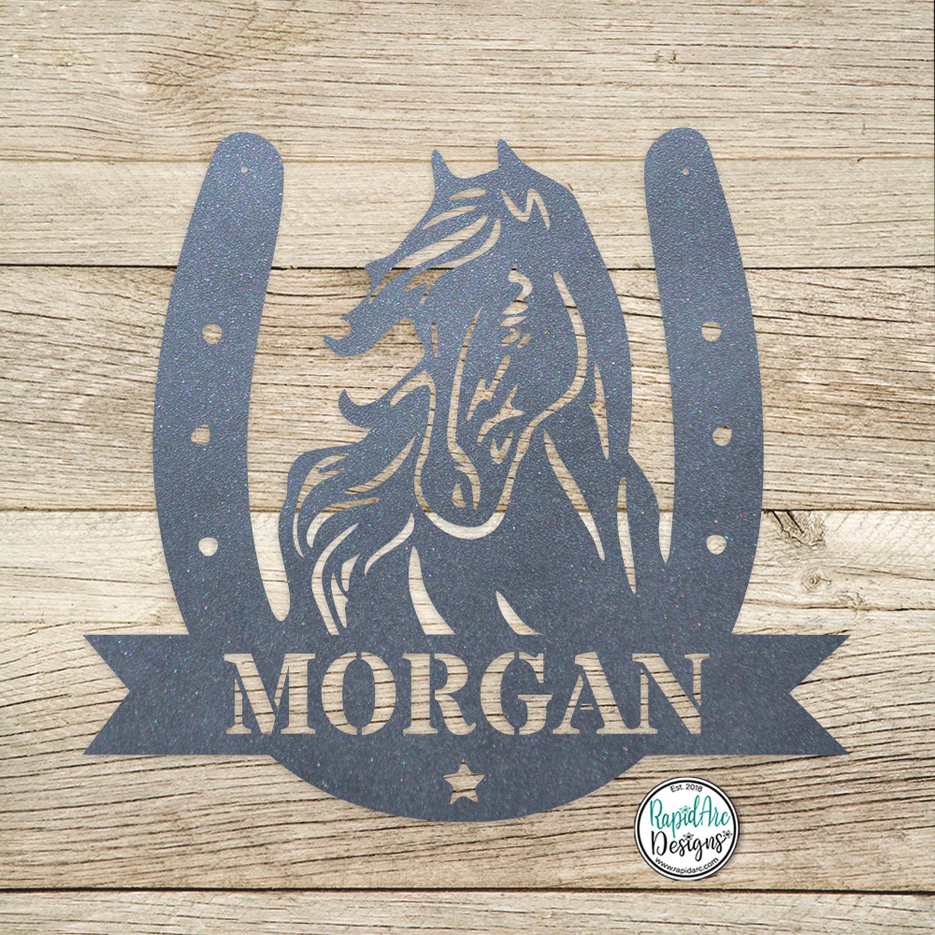 Custom Horse Name Sign: Metal Horseshoe Monogram, Western Farm Decor
