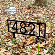 Modern Metal House Number Sign with Stakes | Modern Deco Font Address Sign | Elegant Front Yard Decor