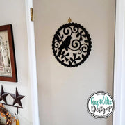 Scalloped BIRD IN WREATH