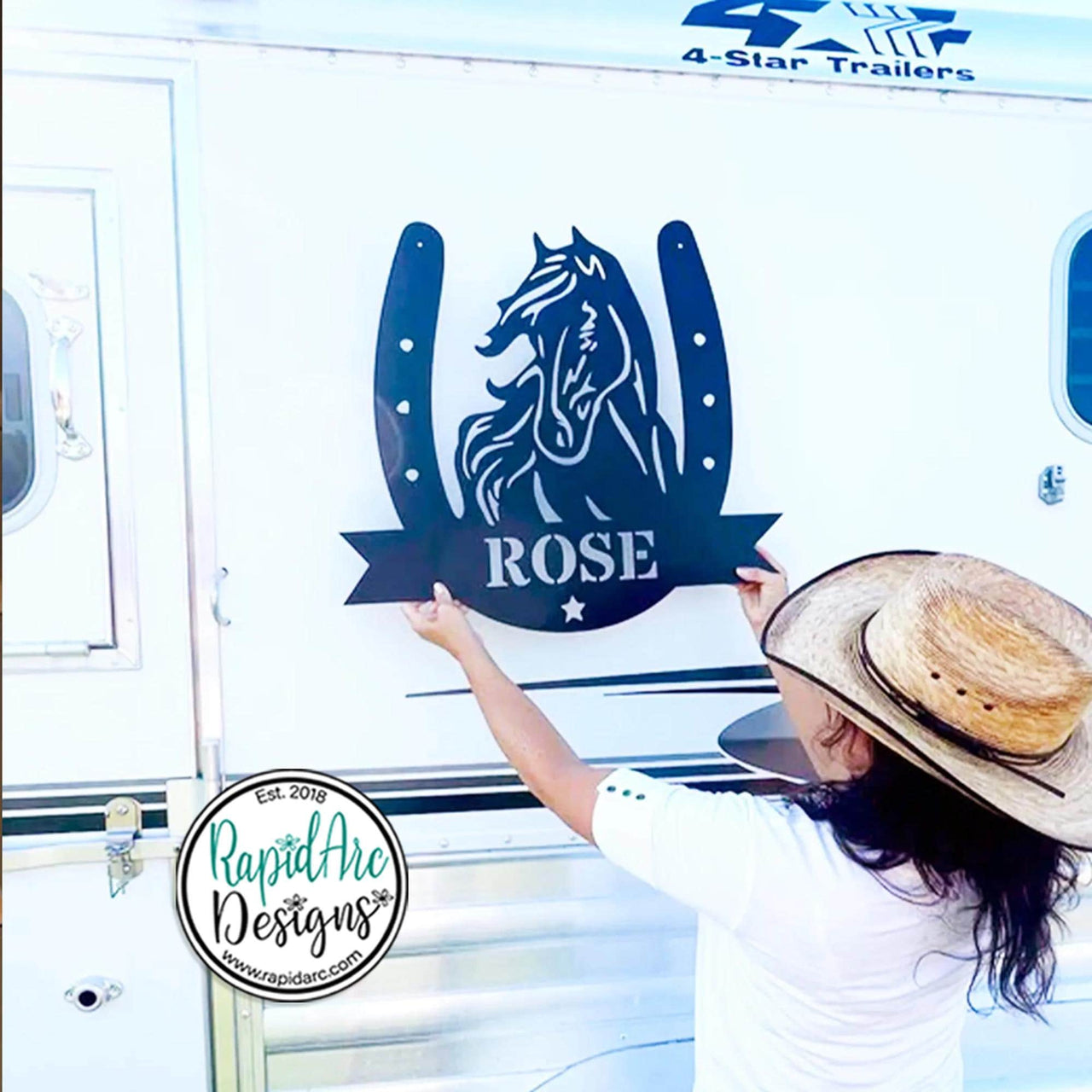 Custom Horse Name Sign: Metal Horseshoe Monogram, Western Farm Decor